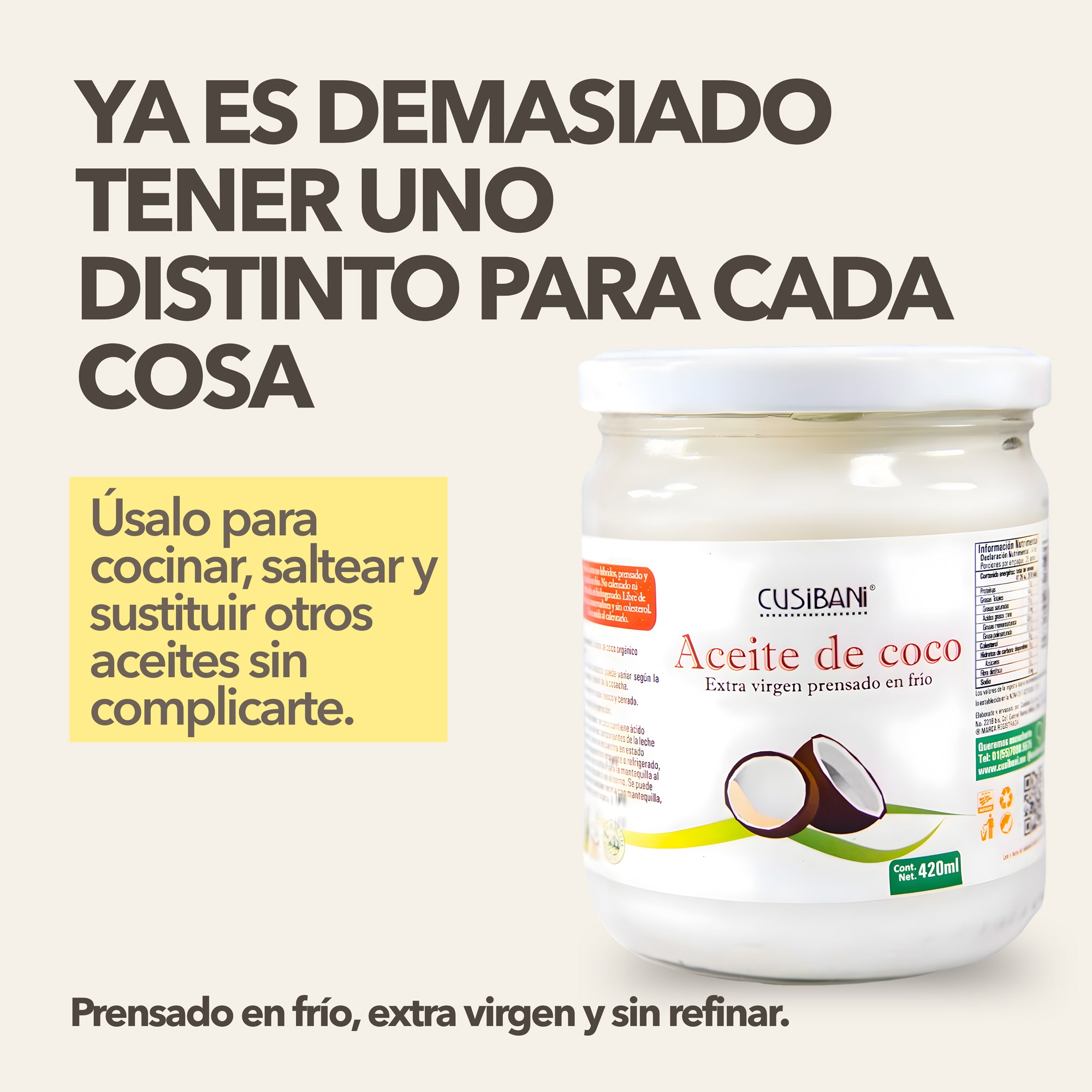 Aceite de Coco Cusibani 420ml